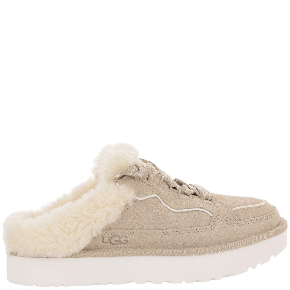 Ugg Beige Lowmel Fur-Lined Suede Mules