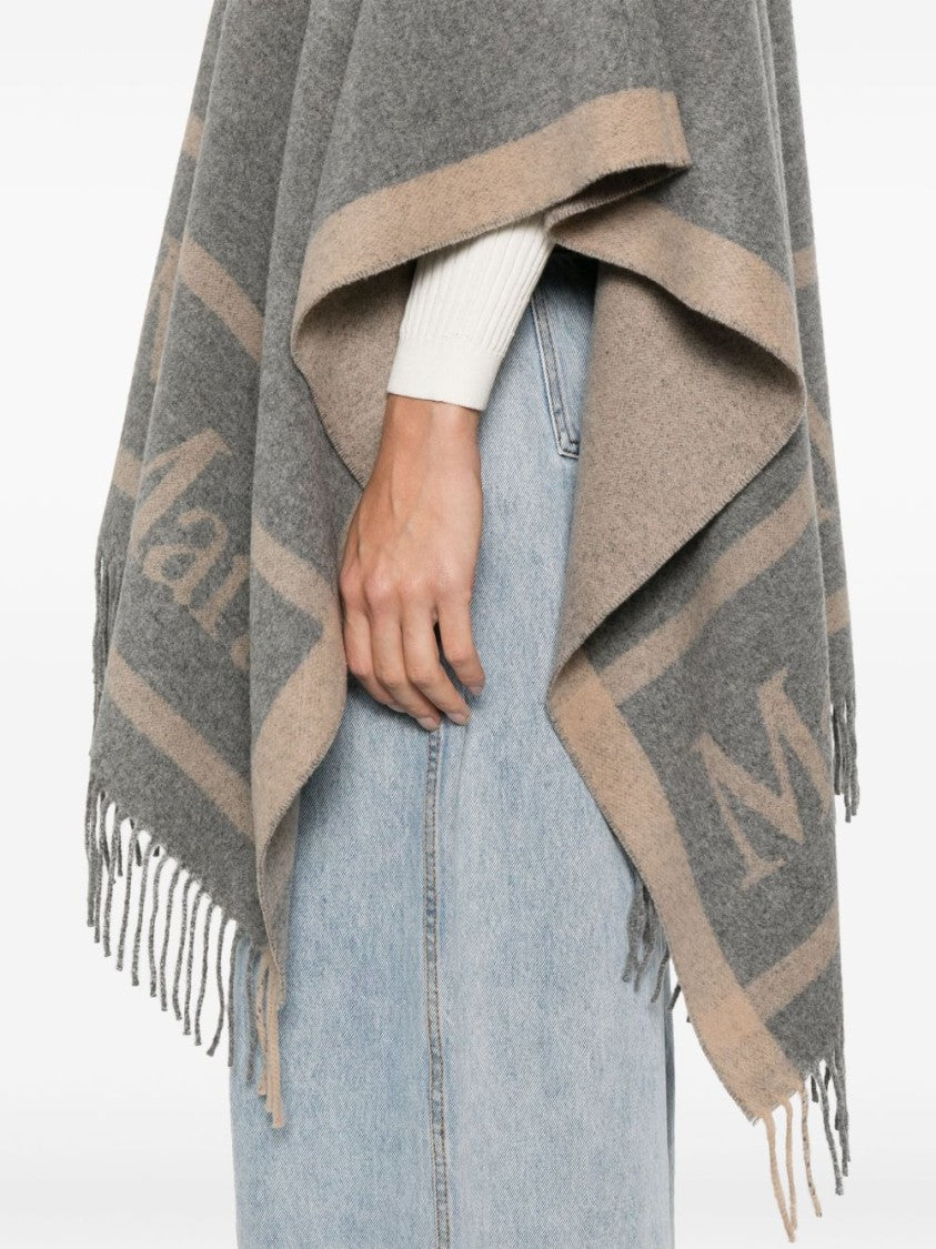 Max Mara Open-Front Grey Jacket With Fringed Edges