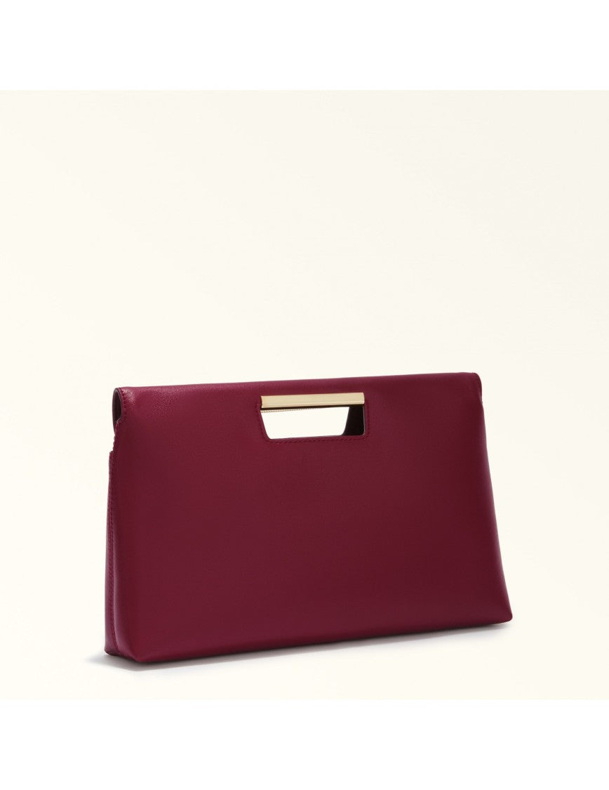 Furla Giada Leather Pouch Bag Cherry Color