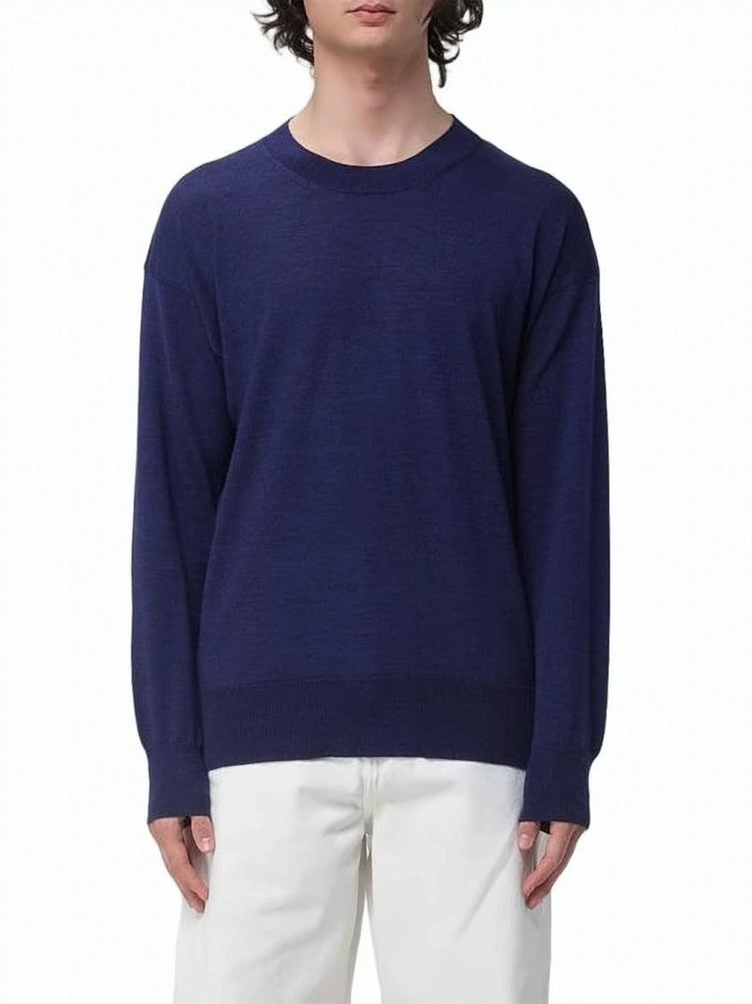 Ami Paris Deep Navy Fine Knit Wool Sweater