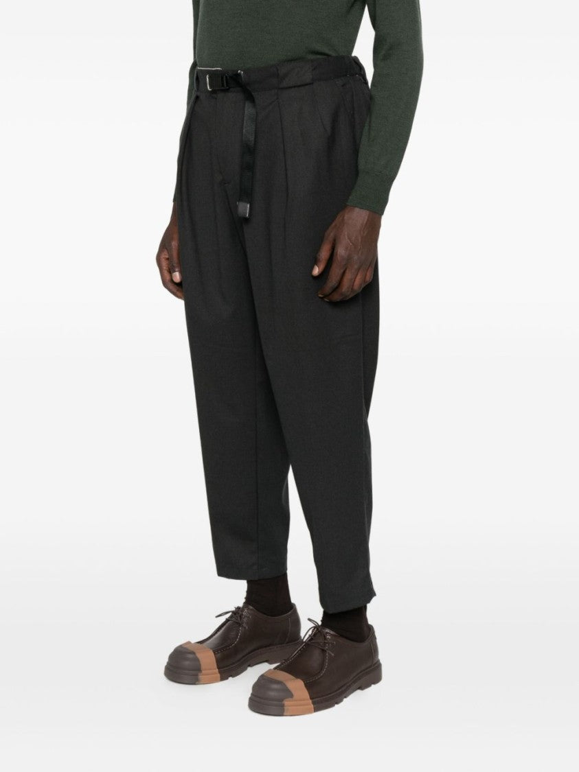 White Sand Tailored Black Trousers With Buckle Belt Detail