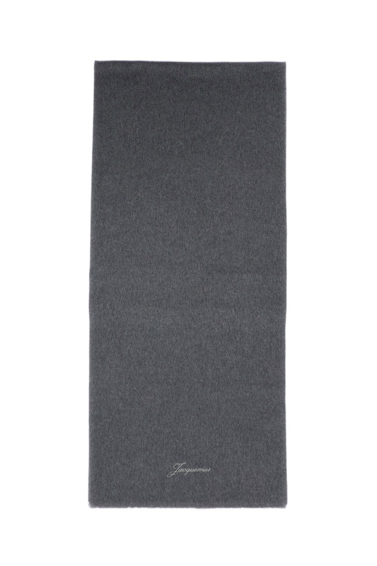 Jacquemus Grey L'echarpe Tailleur Long Fringed Wool-Cashmere Scarf