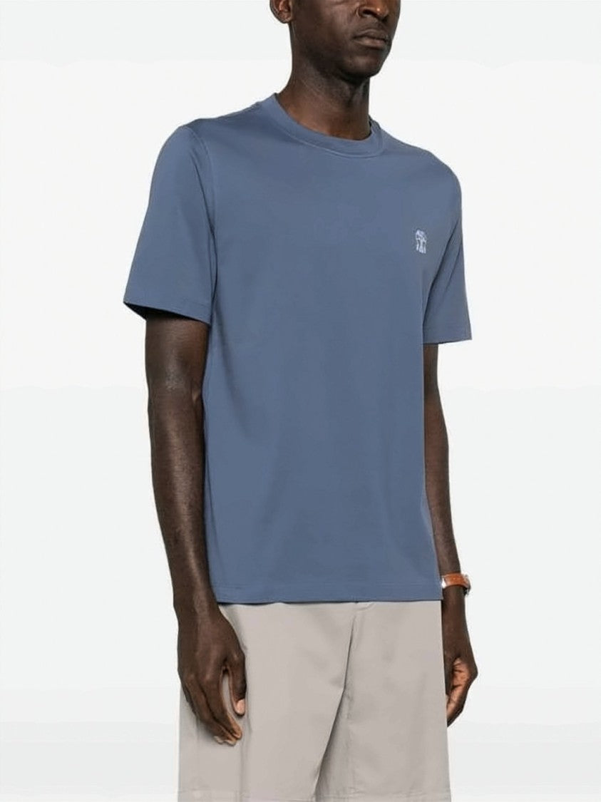 Brunello Cucinelli Cotton Jersey Crew Neck T-Shirt With Embroidered Logo