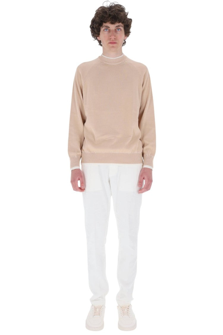 Eleventy Layered-Effect Contrast Trim Crewneck Sweater