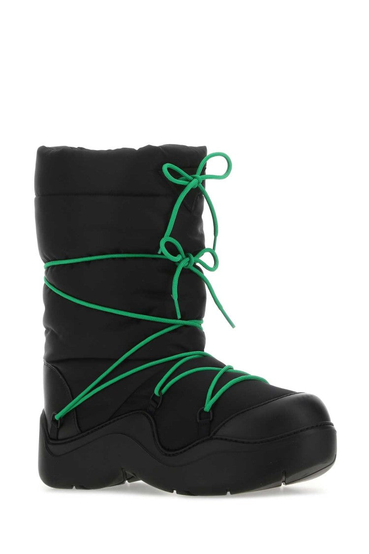 Bottega Veneta Black Nylon Puddle Bomber Boots