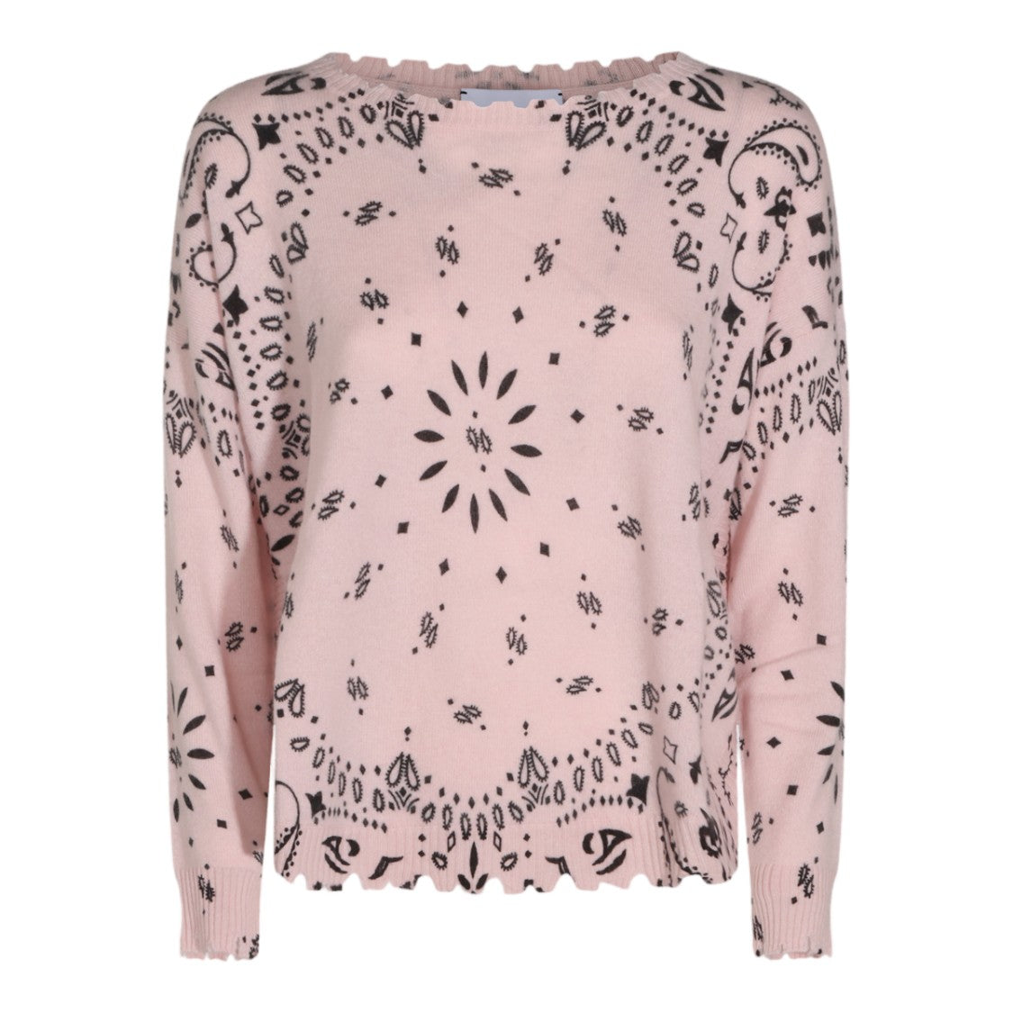Kujiten Bandana-Inspired Print Sweater With Relaxed Fit And Ribbed Cuffs