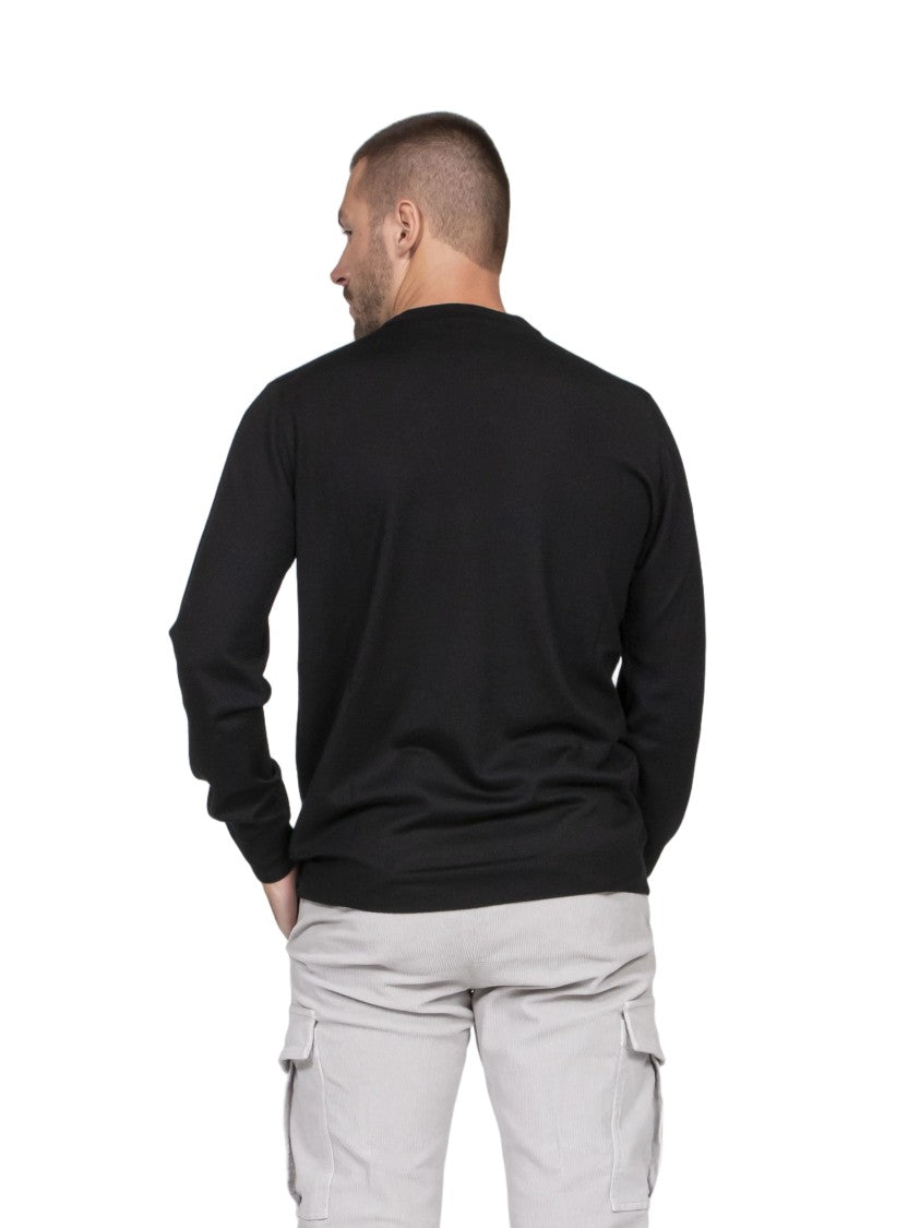 Mauro Ottaviani Maglia Girocollo Black Ribbed Crewneck Sweater