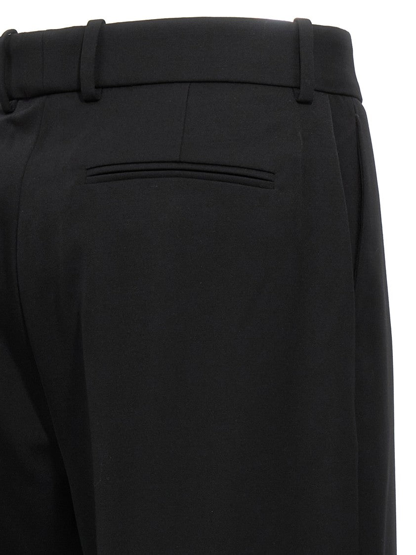 Lanvin Wide Leg Wool Trousers With Central Pleat