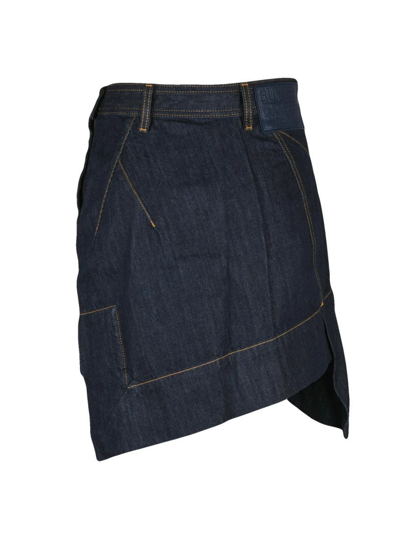 Vivienne Westwood Anglomania Asymmetric Mini Denim Skirt With Unique Zip Closure