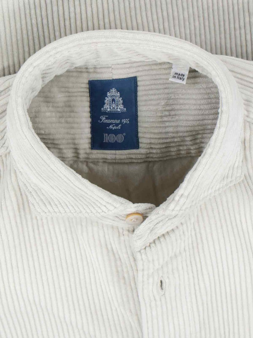 Finamore Minimalist Grey Shirt With Button-Down Front And Long Sleeves