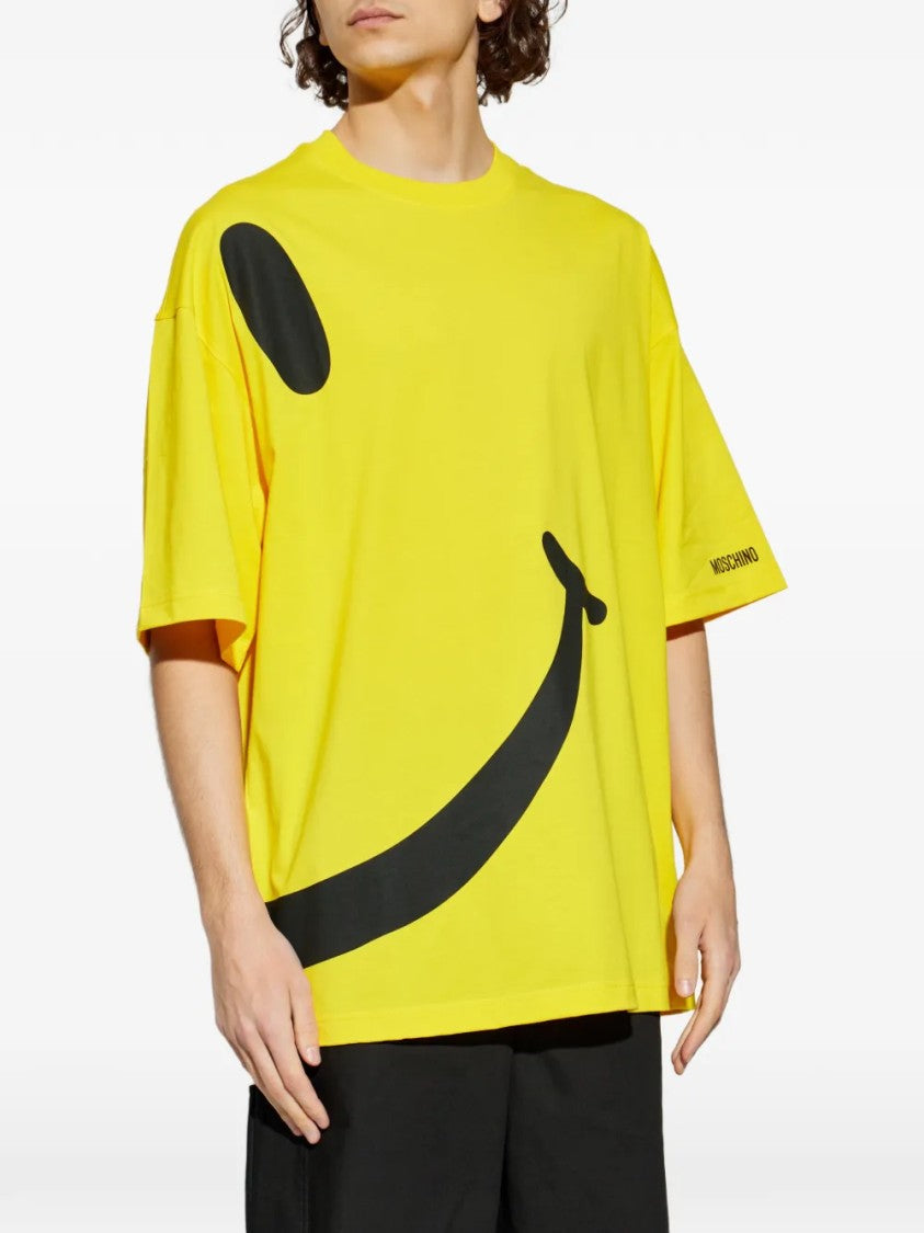 Moschino Relaxed Fit Yellow T-Shirt With Bold Smiley Graphic