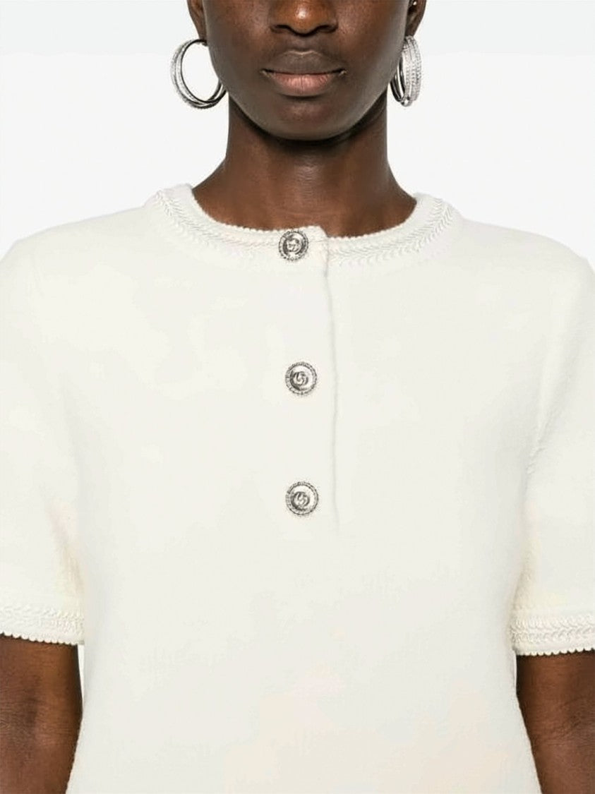 Gucci Textured Wool Blend Mini Dress With Buttoned Placket