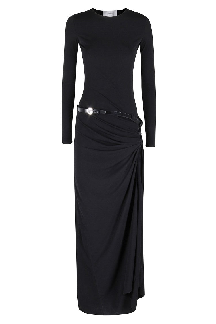 Coperni Draped Midi Dress With Logo Belt