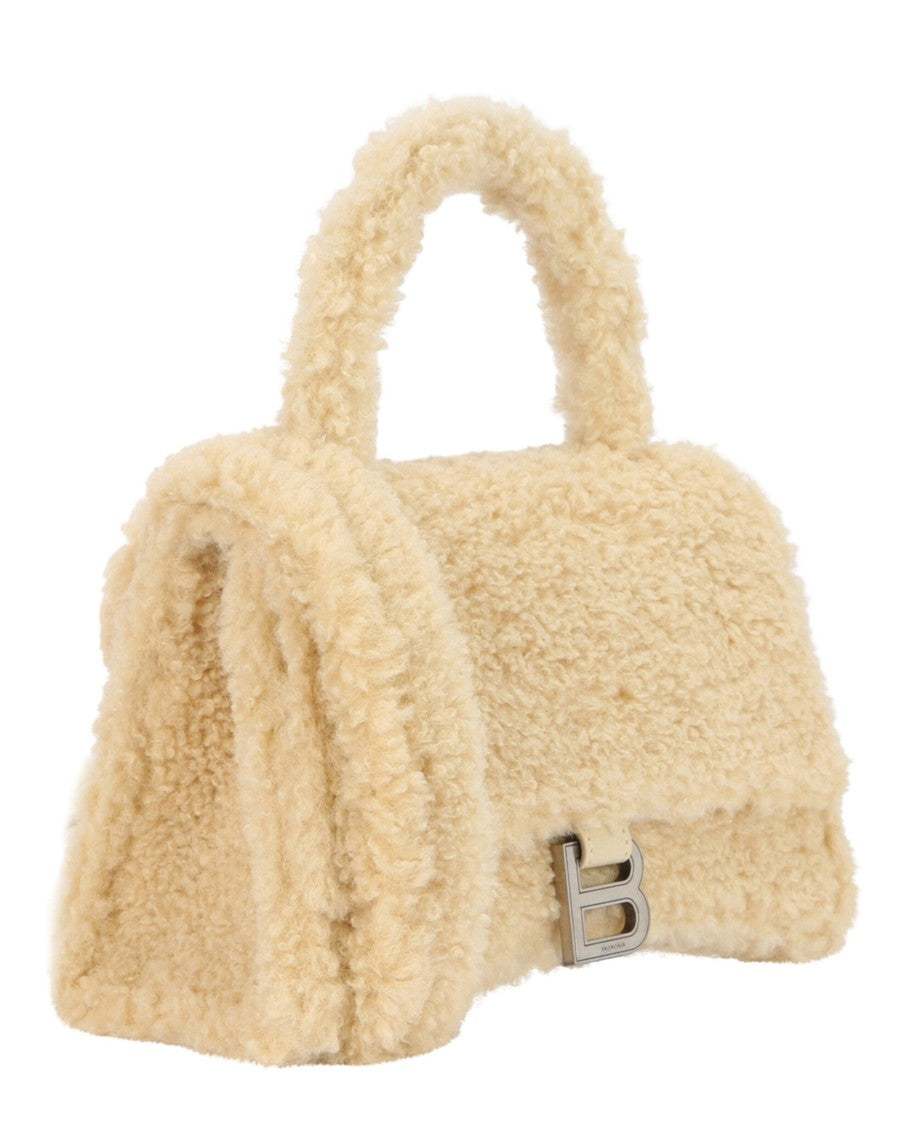 Balenciaga Hourglass Faux Shearling Shoulder Bag