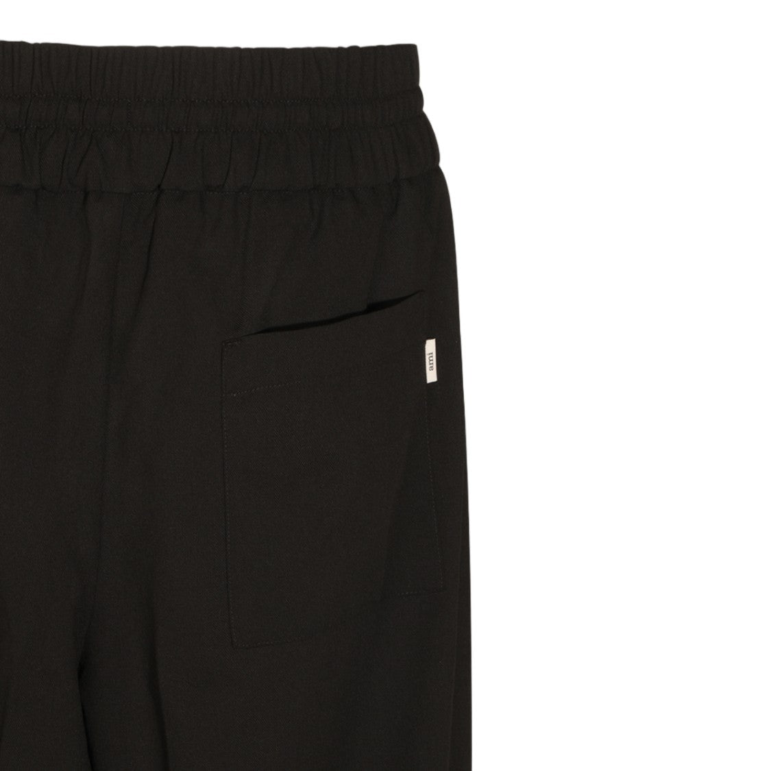 Ami Paris Tapered Black Trousers With Elastic Waistband And Pleat Detail