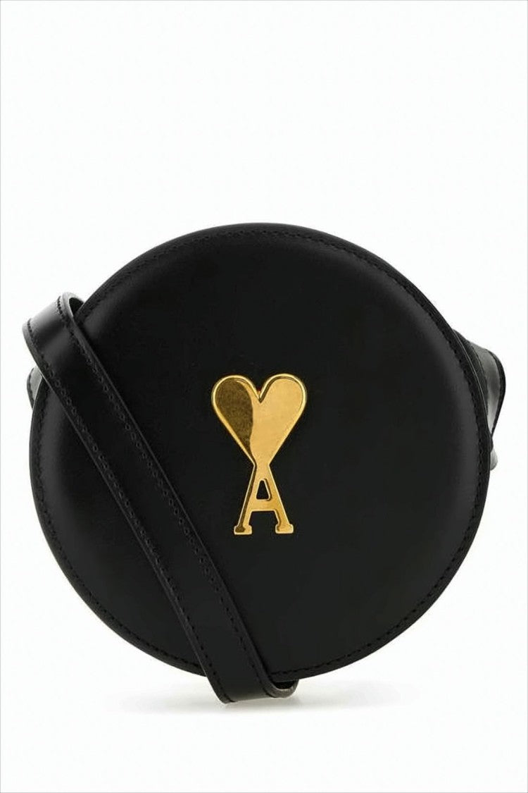 Ami Paris Oval Shoulder Bag With Gold-Tone Emblem