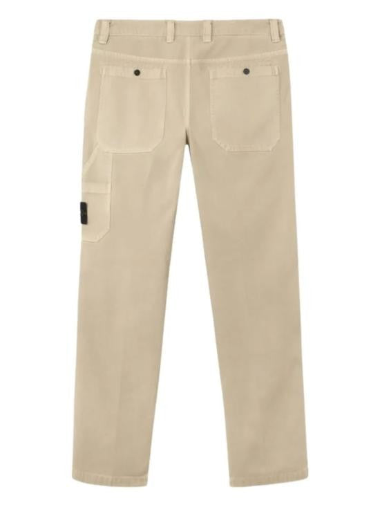 Stone Island Straight Fit Cotton Pants With Distinctive Patch Logo