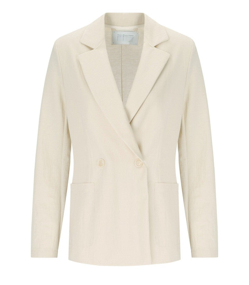 Harris Wharf London Ivory Double-Breasted Blazer