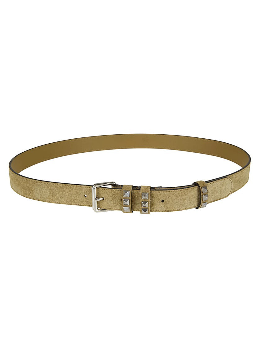 Valentino Garavani Brown Suede Belt With Leather Lining And Studded Detail
