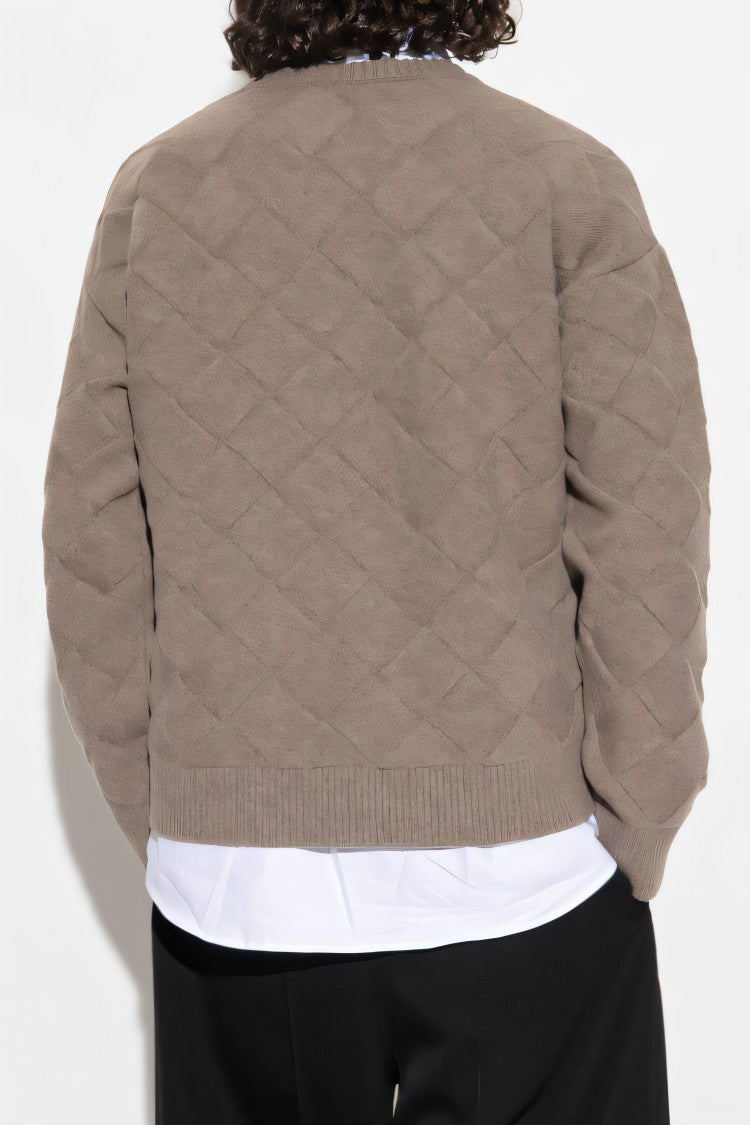 Bottega Veneta Textured Diamond Pattern Wool Blend Sweater