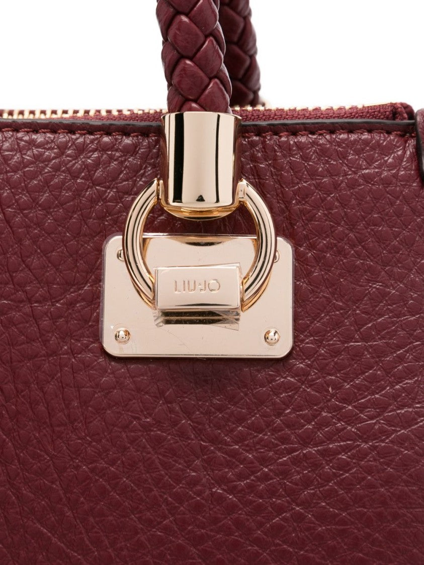 Liu Jo Structured Burgundy Handbag With Braided Handles