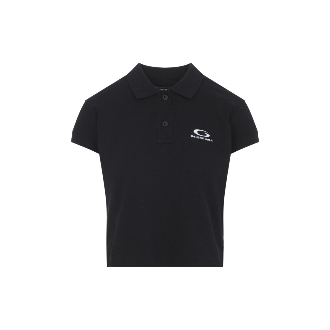 Balenciaga Cropped Black Polo Shirt With Textured Knit