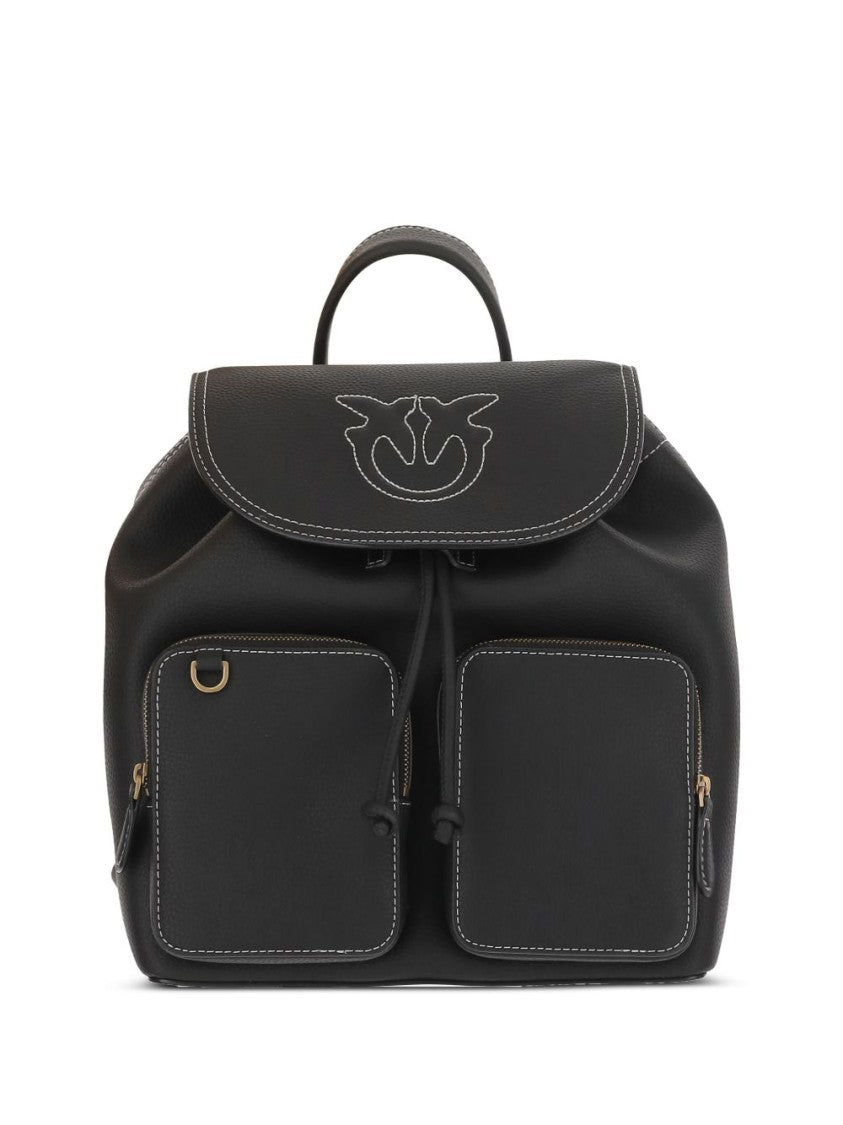 Pinko Textured Black Backpack