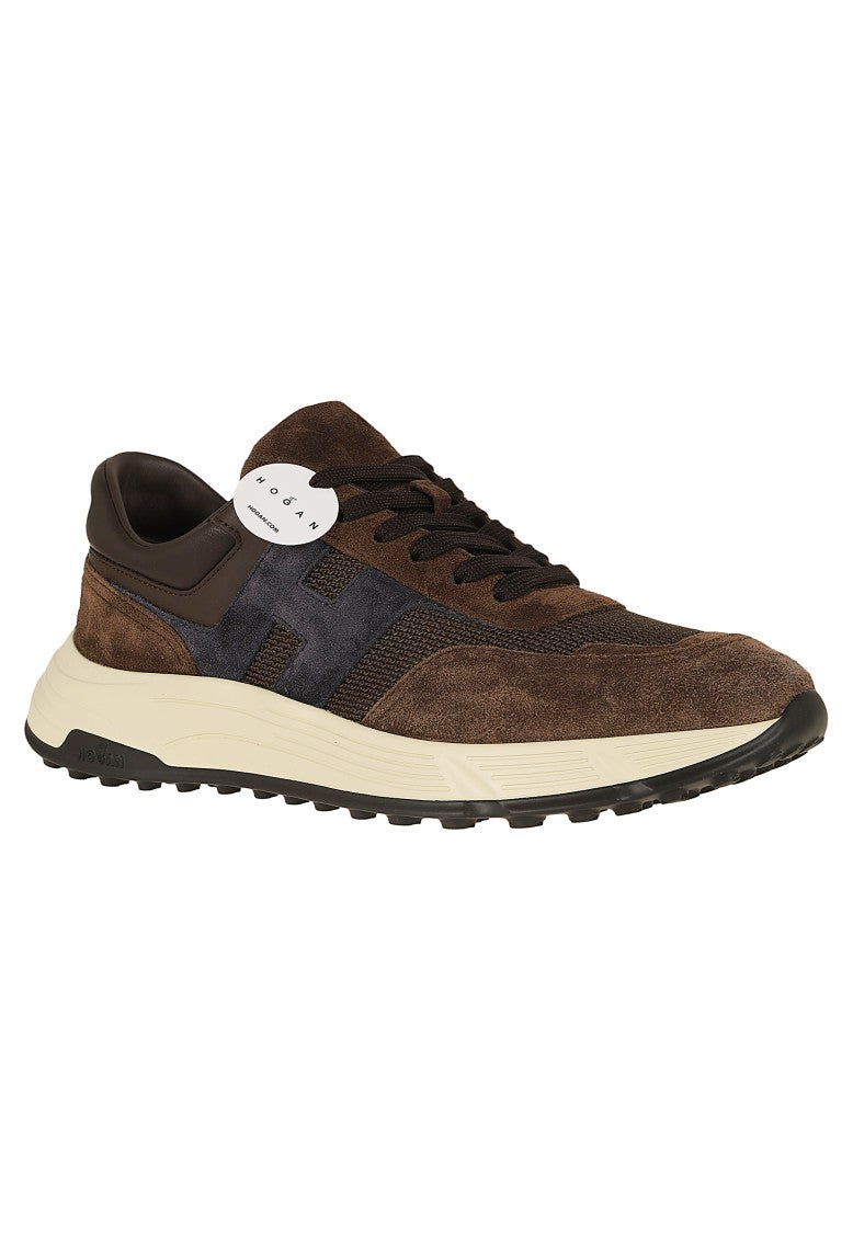 Hogan Dark Brown Suede Hyperlight Mesh Sneakers