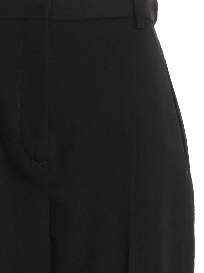 Tory Burch Tailored Wool Twill Pants With Pin Tucks