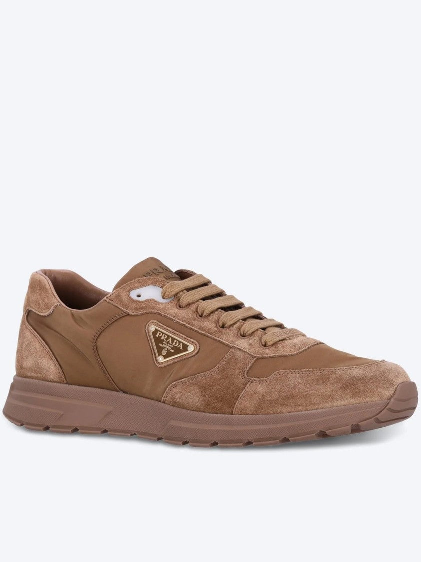 Prada Earthy Brown Prax 2.0 Nylon/Suede Sneakers