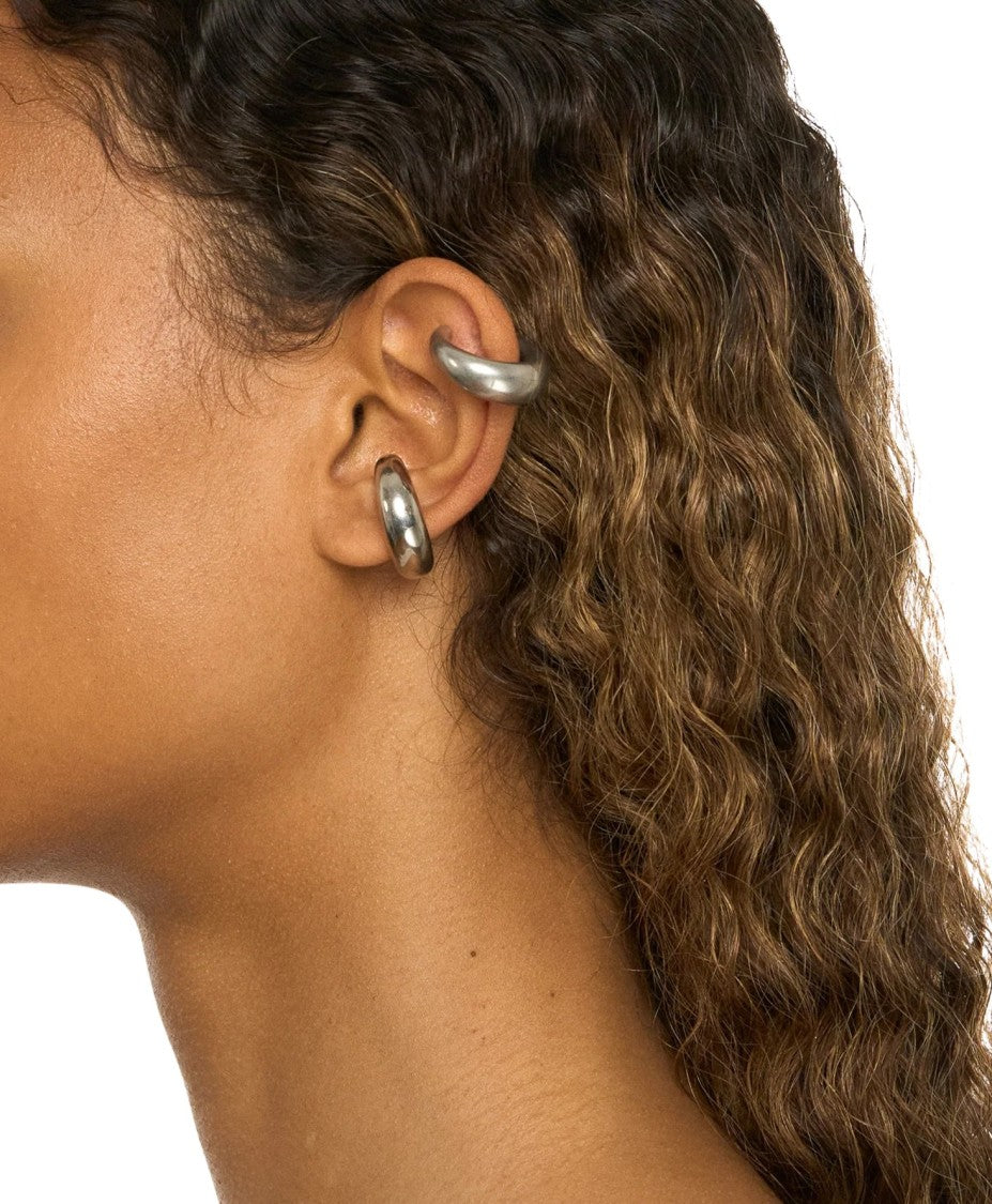 Panconesi Polished Silver Circle Ear Cuffs