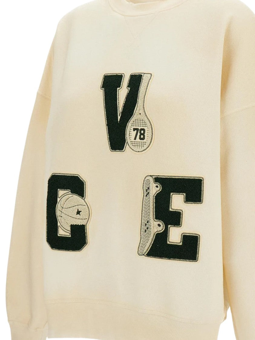 Golden Goose White Relaxed-Fit Sporty Appliqué Sweater