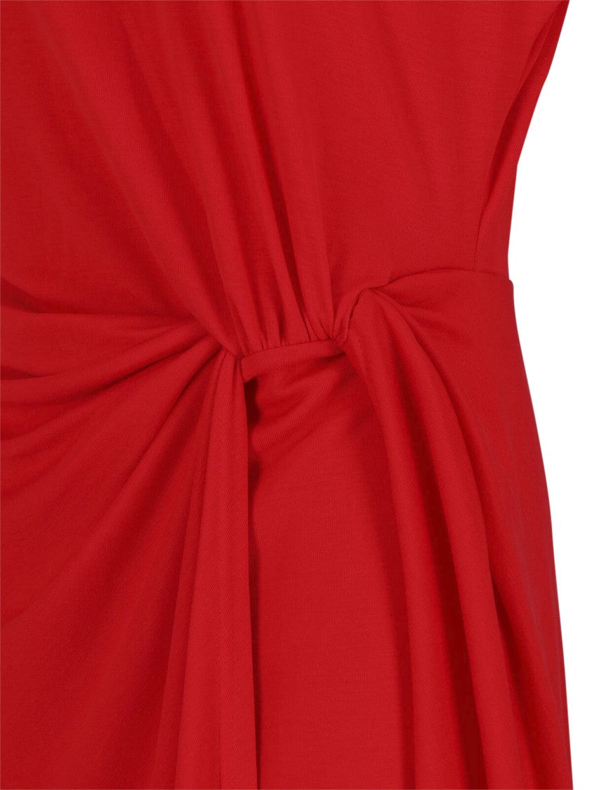 Polo Ralph Lauren Red Gathered Detail Side Midi Dress