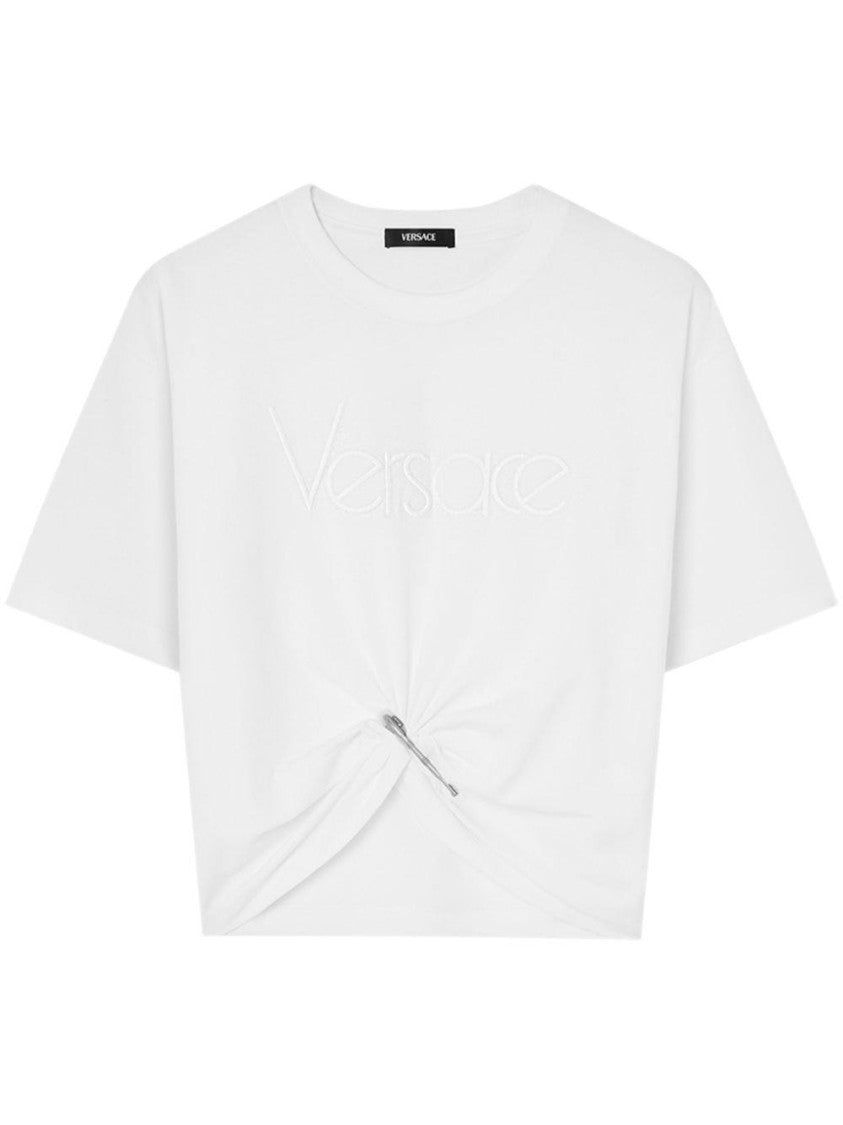 Versace `` Logo Embroidery T-Shirt
