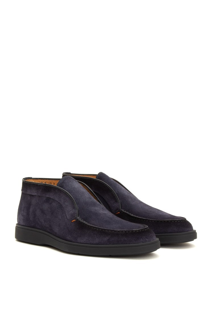 Santoni Suede Slip-On With Rubber Sole