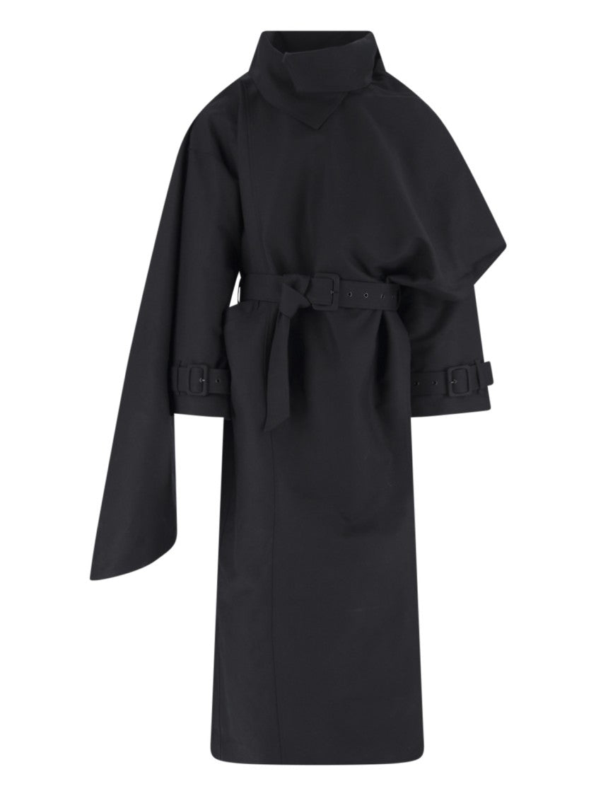 Entire Studios Black Asymmetrical Cape Overlay Jacket