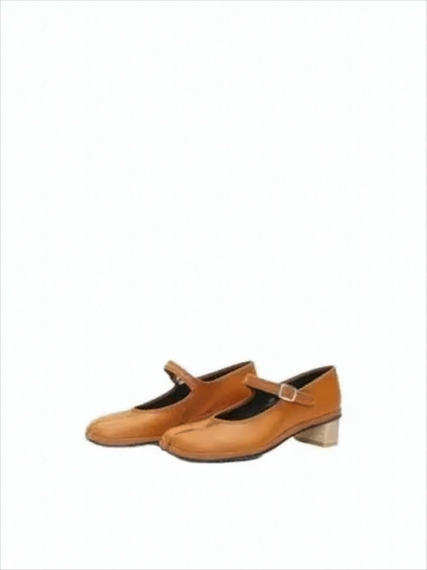 Drogheria Crivellini Brown Leather Flats With Low Block Heel