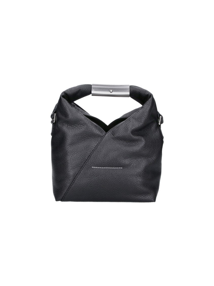 Mm6 By Maison Margiela Black Calf Leather Japanese Tote Bag