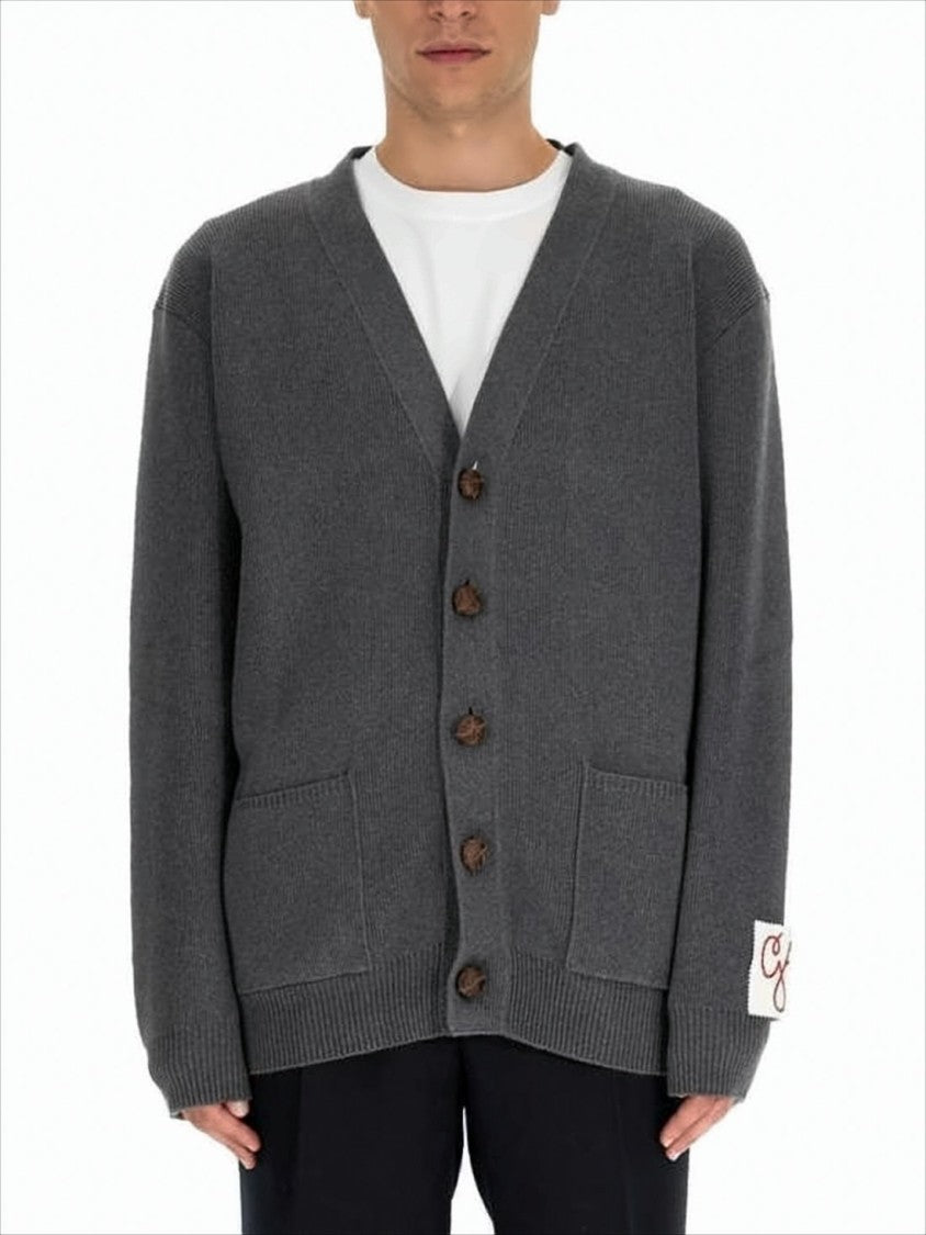 Golden Goose Relaxed Fit V-Neck Cardigan With Bold Lettering