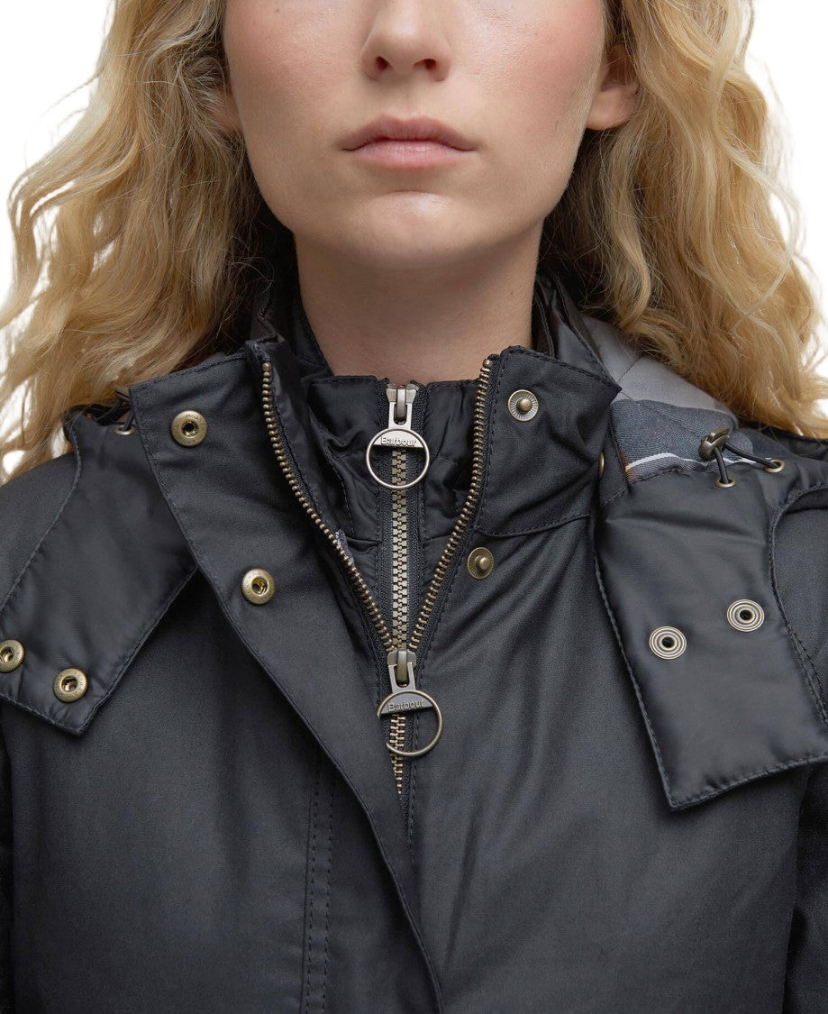 Barbour Functional Waxed Cotton Jacket With Corduroy Collar