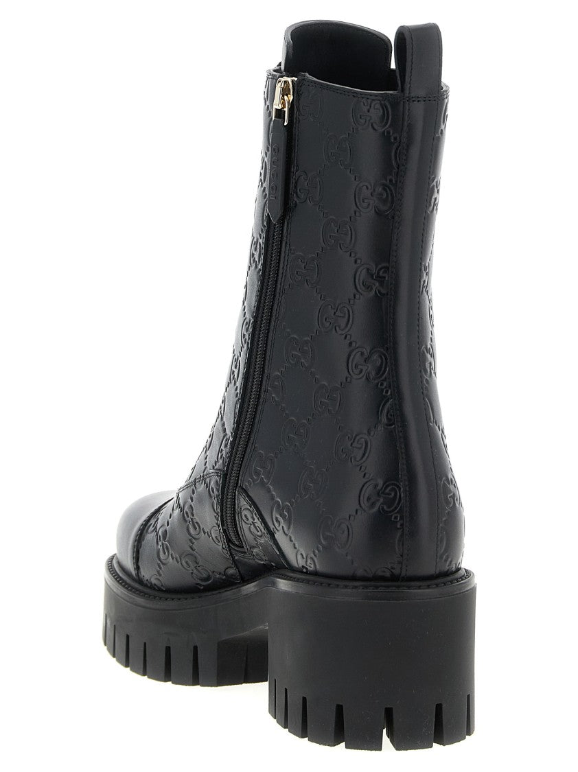 Gucci Gg Leather Ankle Boots