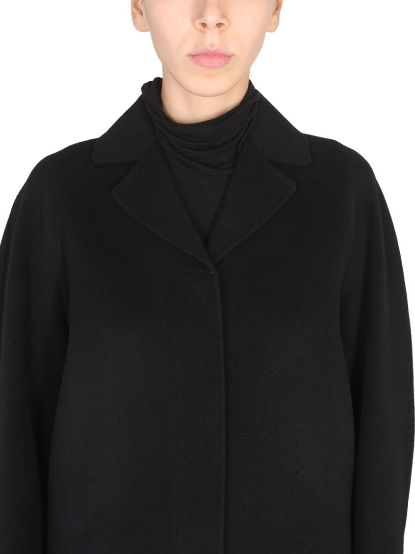 Max Mara Boxy Black Short Coat With Notched Lapels