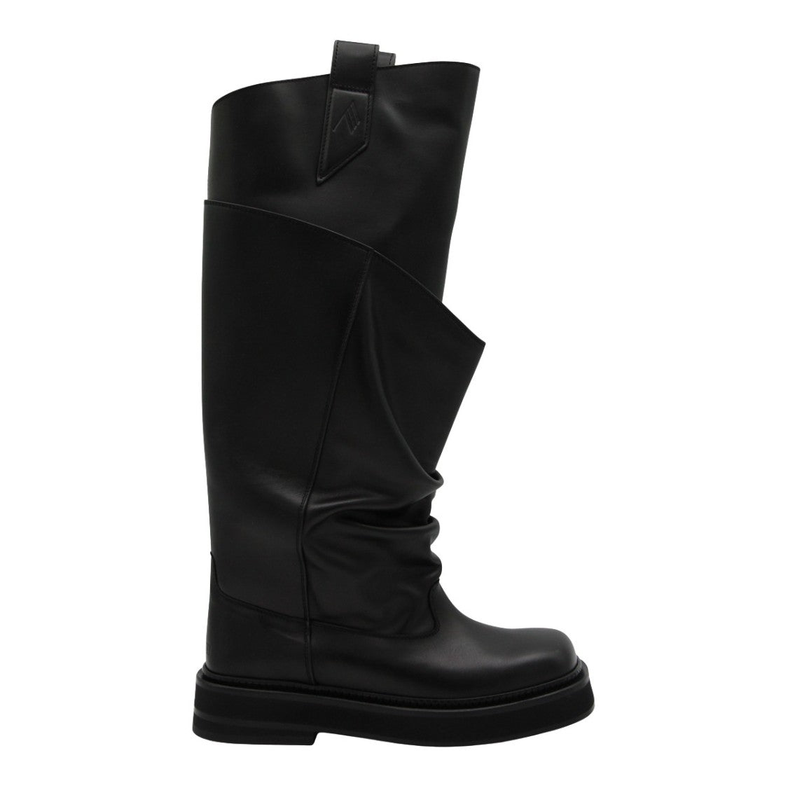 The Attico Tall Black Boots With Asymmetrical Fold