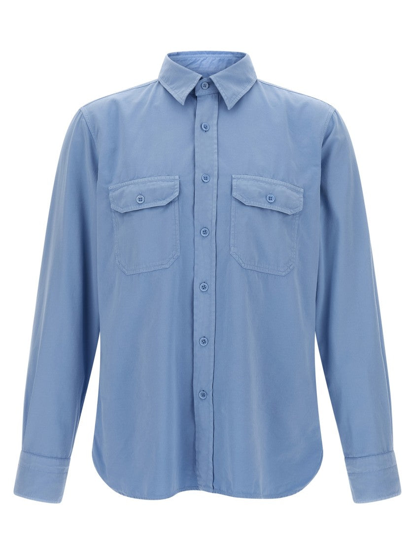 Tom Ford Cotton-Silk Faille Shirt With Pointed Collar And Flap Pockets