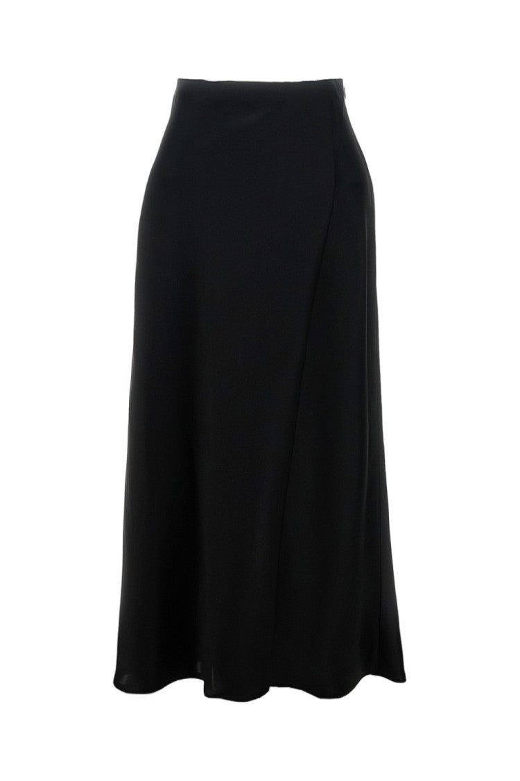 Khaite Flared Black Maxi Skirt With Invisible Zip Closure