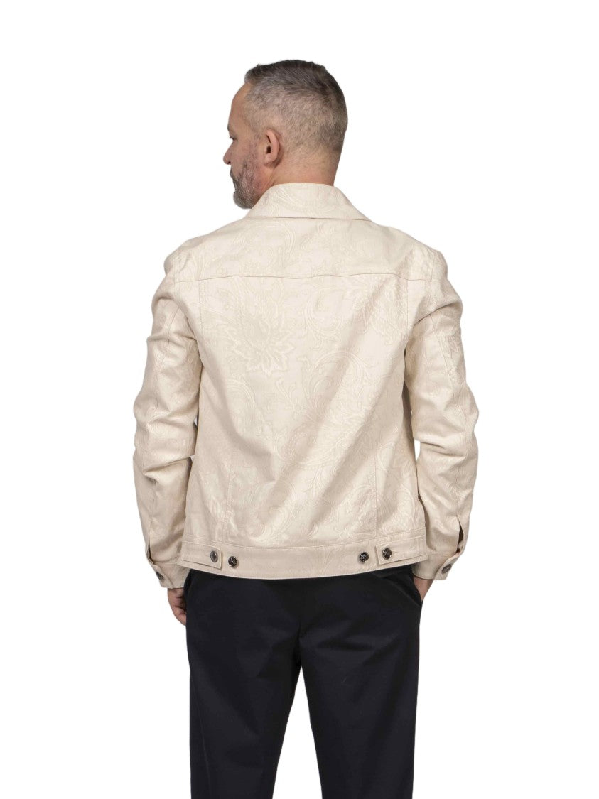 Etro Light Beige Floral Jacquard Denim Jacket