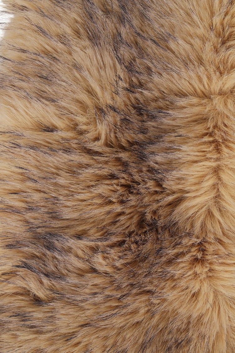 Rotate Plush Faux Fur Scarf In Rich Nougat