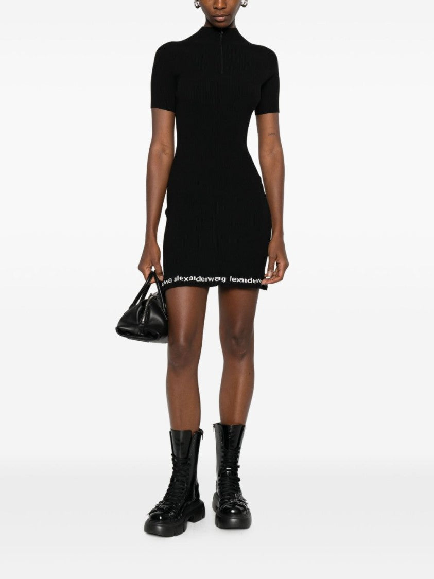 Alexander Wang Form-Fitting Mini Dress With High Neckline