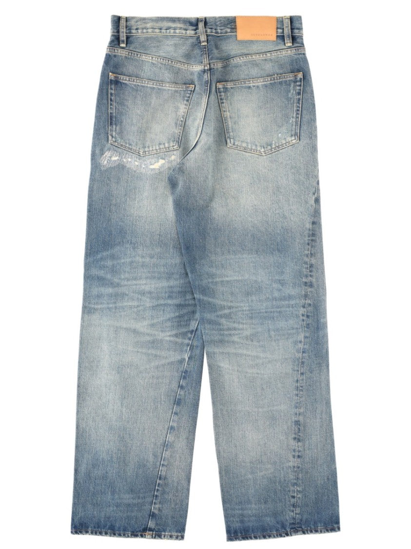 Sunflower Light Blue Wide Twist Faded Jeans