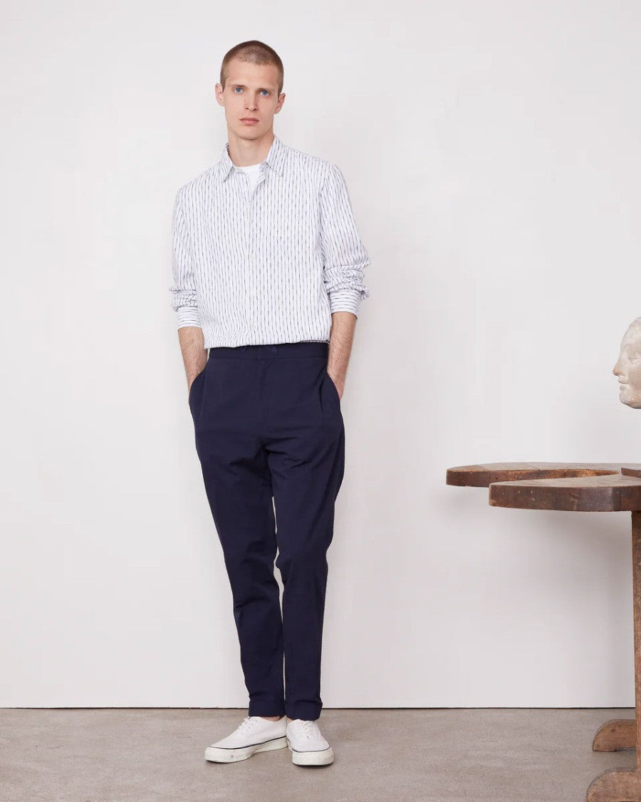 Officine Generale Plain Front Pants With Grosgrain Drawstring